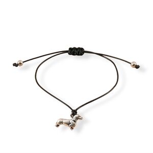 Woman / Men djustable Bracelet Black Cord With Dachshund.  Dog